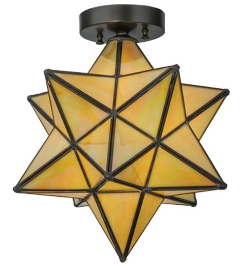 Meyda 12"W Moravian Star Beige Iridescent Flushmount