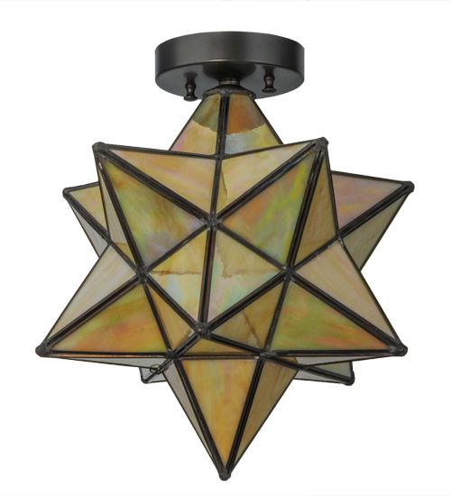 Meyda 12"W Moravian Star Beige Iridescent Flushmount