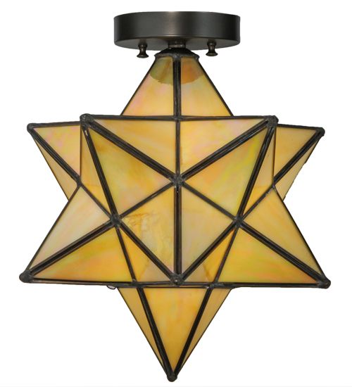 Meyda 12"W Moravian Star Beige Iridescent Flushmount