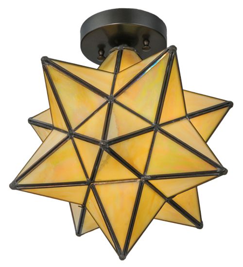 Meyda 12"W Moravian Star Beige Iridescent Flushmount
