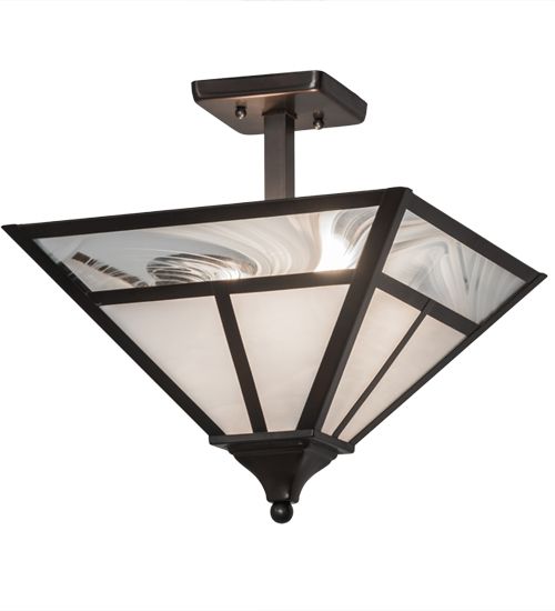 Meyda 13"Sq "T" Mission Semi-Flushmount
