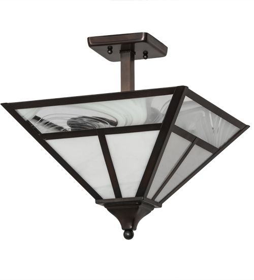 Meyda 13"Sq "T" Mission Semi-Flushmount