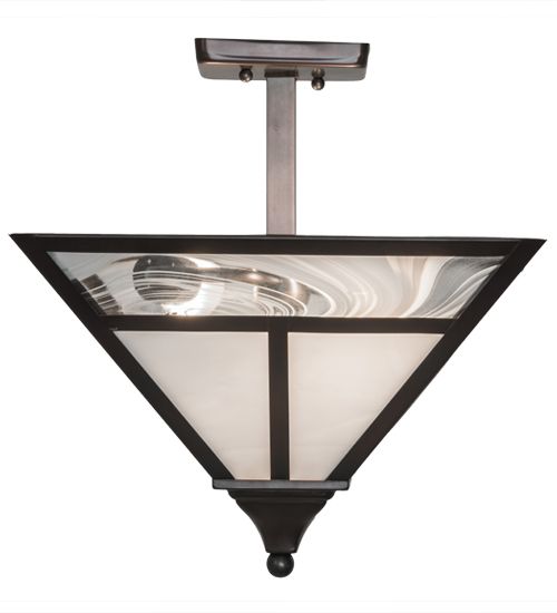 Meyda 13"Sq "T" Mission Semi-Flushmount