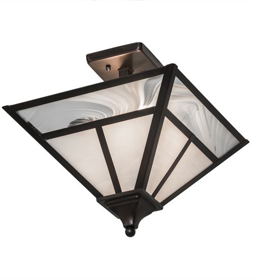 Meyda 13"Sq "T" Mission Semi-Flushmount