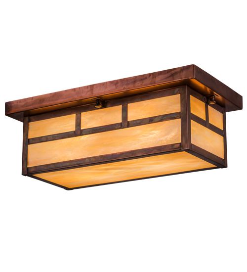 Meyda 16"L Double Bar Mission Oblong Flushmount
