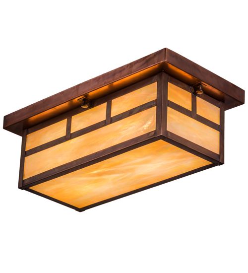 Meyda 16"L Double Bar Mission Oblong Flushmount