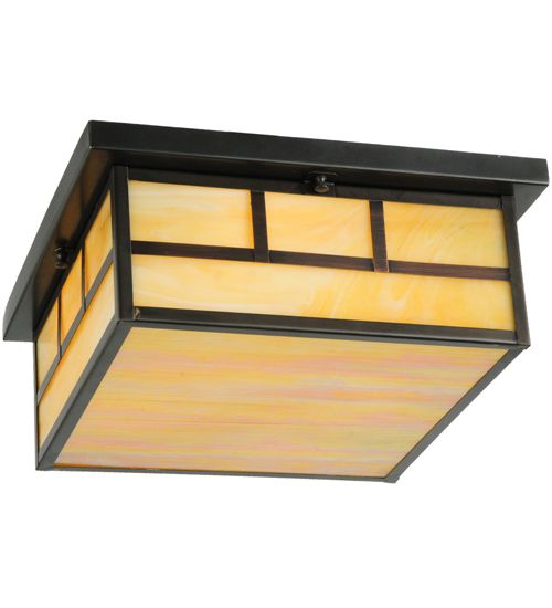 Meyda 16"Sq Hyde Park Double Bar Mission Flushmount