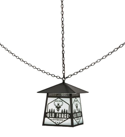Meyda 16"Sq Personalized Old Forge Fitness Pendant