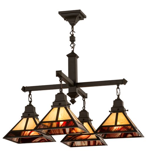 Meyda 30"Sq "T" Mission 4 LT Chandelier