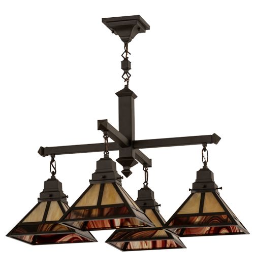 Meyda 30"Sq "T" Mission 4 LT Chandelier