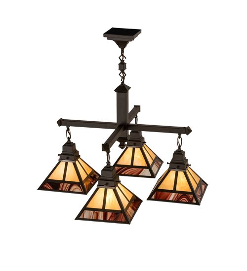 Meyda 30"Sq "T" Mission 4 LT Chandelier
