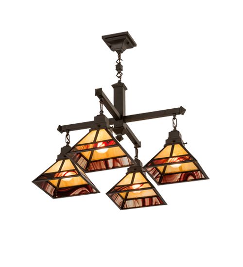 Meyda 30"Sq "T" Mission 4 LT Chandelier