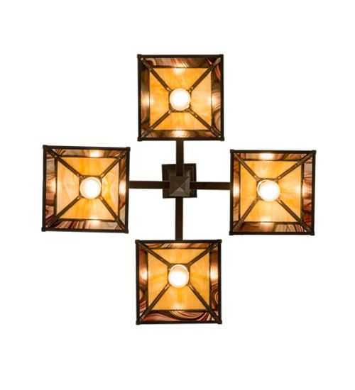 Meyda 30"Sq "T" Mission 4 LT Chandelier