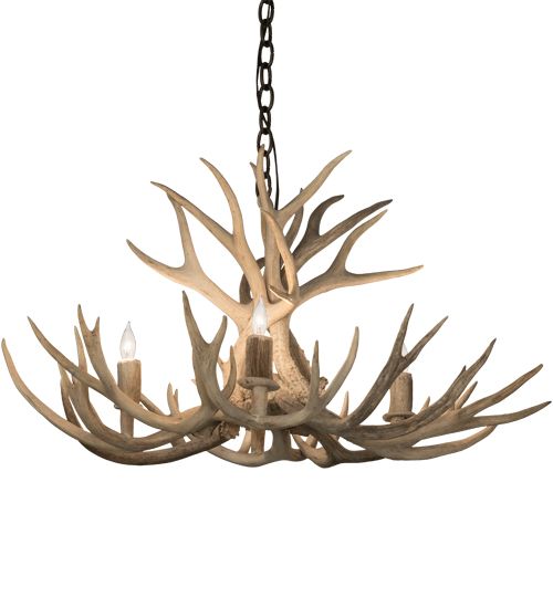 Meyda 32" Wide Antlers Mule Deer 4 Light Chandelier