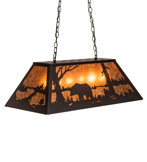 Meyda 33"L Bear at Lake Oblong Pendant