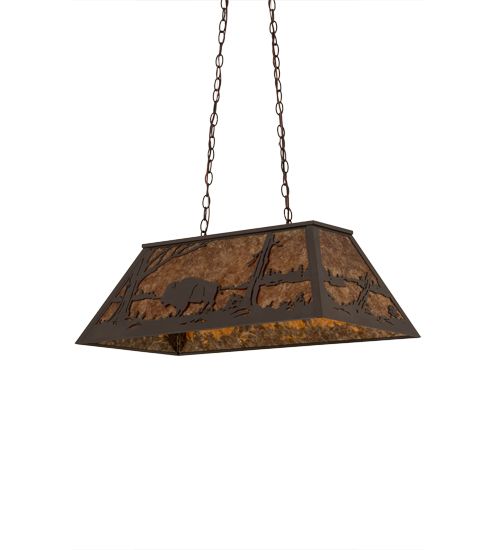 Meyda 33"L Buffalo at Lake Oblong Pendant