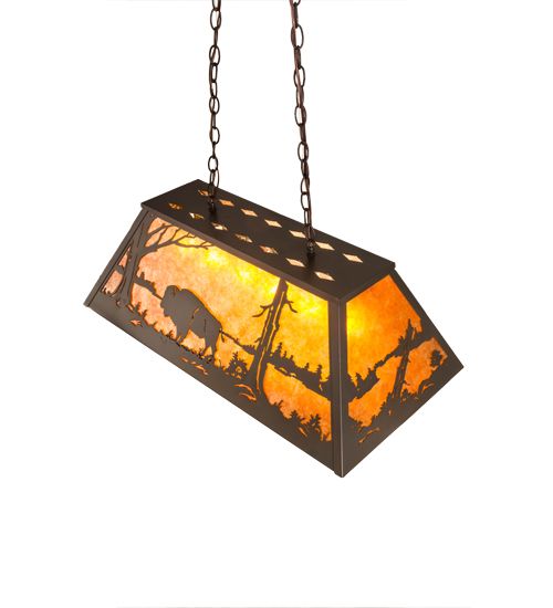 Meyda 33"L Buffalo at Lake Oblong Pendant
