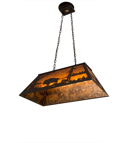Meyda 33"L Buffalo at Lake Oblong Pendant