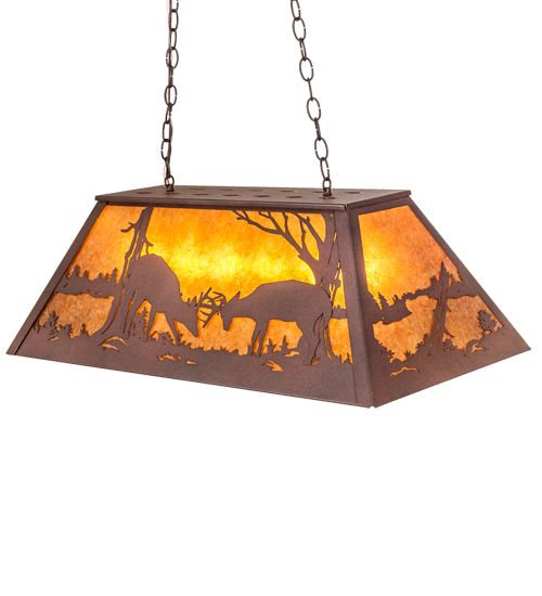 Meyda 33" Long Battling Bucks Oblong Pendant