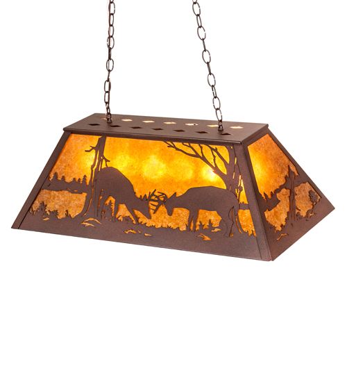 Meyda 33" Long Battling Bucks Oblong Pendant