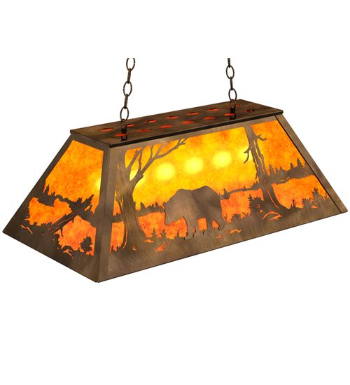 Meyda 33" Long Bear at Lake Oblong Pendant
