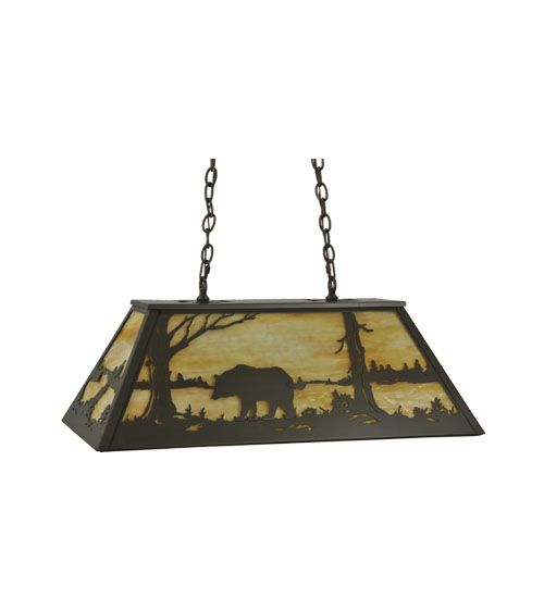 Meyda 33" Long Bear at Lake Oblong Pendant