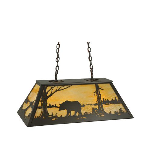 Meyda 33" Long Bear at Lake Oblong Pendant