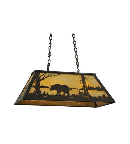 Meyda 33" Long Bear at Lake Oblong Pendant