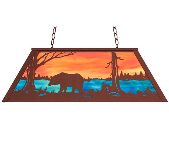 Meyda 33" Long Bear at Lake Oblong Pendant