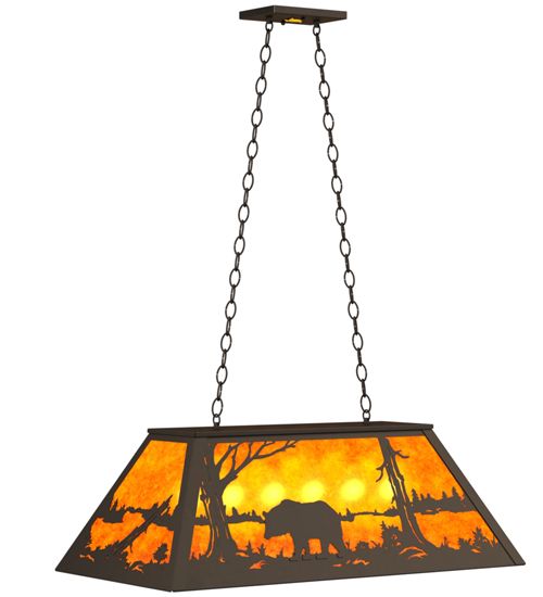 Meyda 33" Long Bear at Lake Oblong Pendant