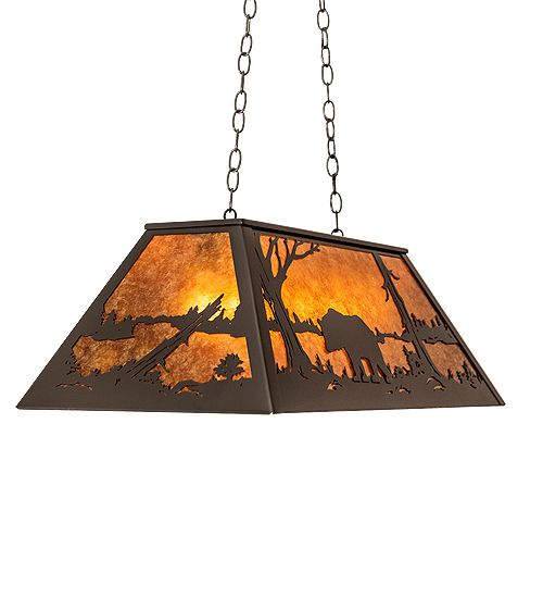 Meyda 33" Long Bear at Lake Oblong Pendant
