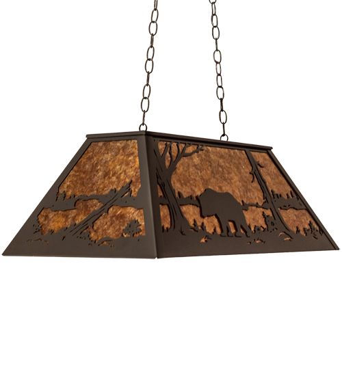 Meyda 33" Long Bear at Lake Oblong Pendant