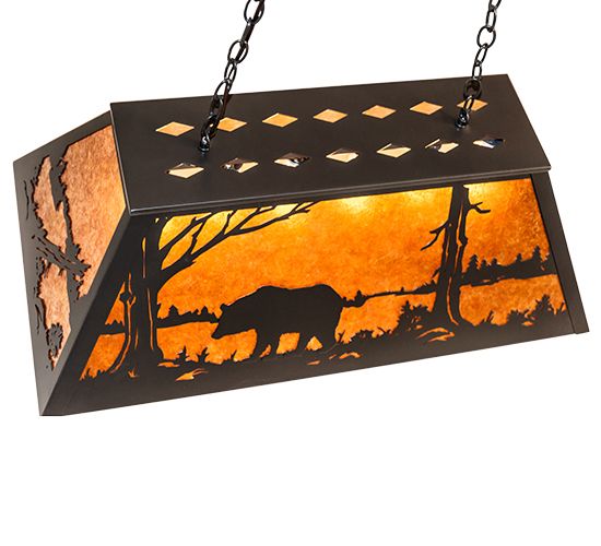 Meyda 33" Long Bear at Lake Oblong Pendant