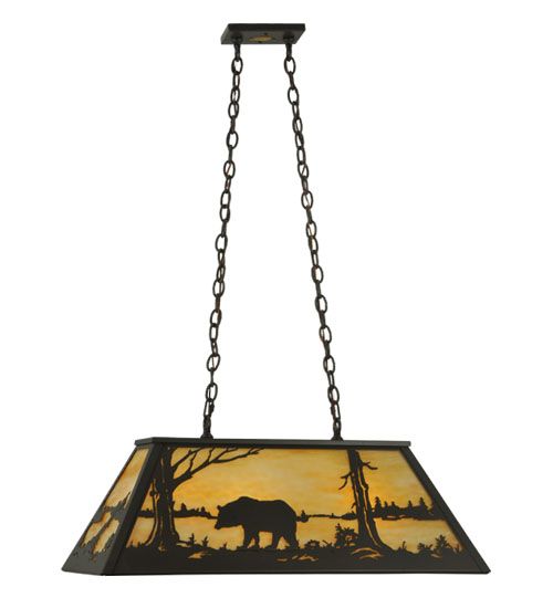 Meyda 33" Long Bear at Lake Oblong Pendant