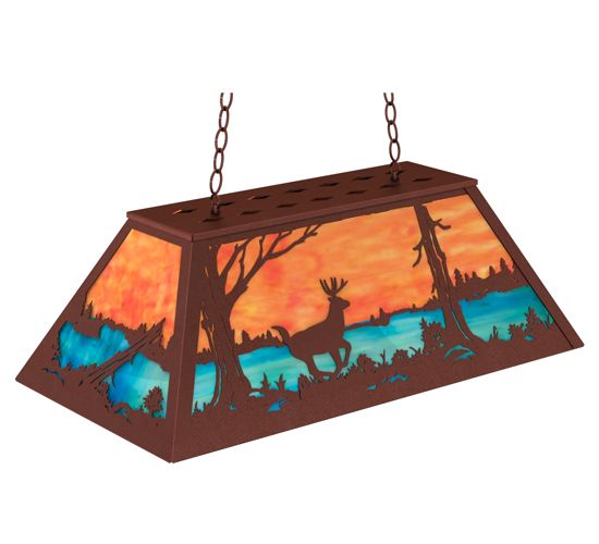 Meyda 33" Long Deer at Lake Oblong Pendant