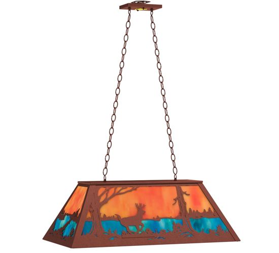 Meyda 33" Long Deer at Lake Oblong Pendant