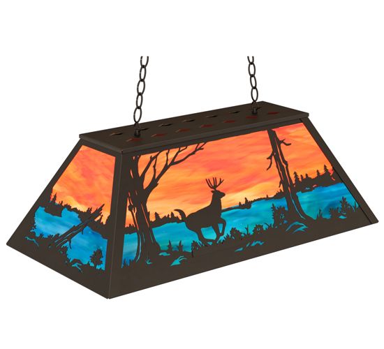 Meyda 33" Long Deer at Lake Oblong Pendant