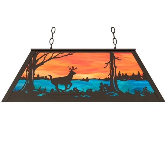Meyda 33" Long Deer at Lake Oblong Pendant