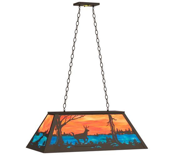 Meyda 33" Long Deer at Lake Oblong Pendant