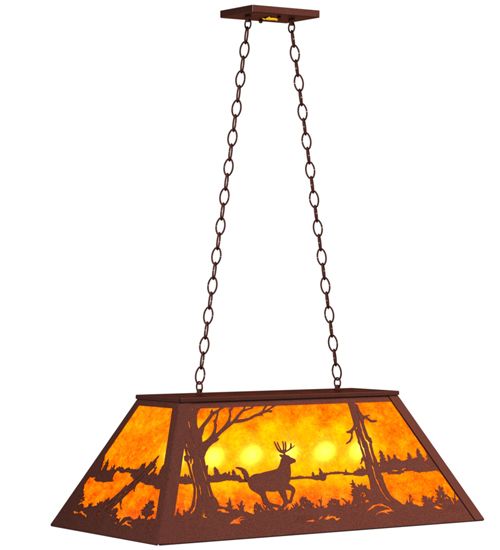 Meyda 33" Long Deer at Lake Oblong Pendant