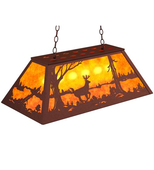 Meyda 33" Long Deer at Lake Oblong Pendant