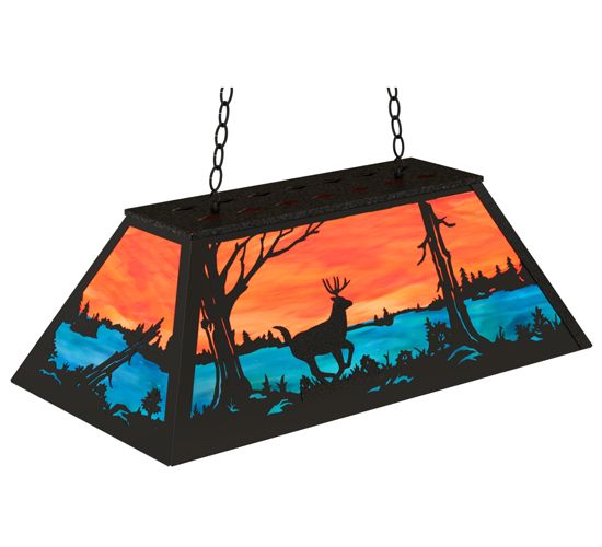 Meyda 33" Long Deer at Lake Oblong Pendant