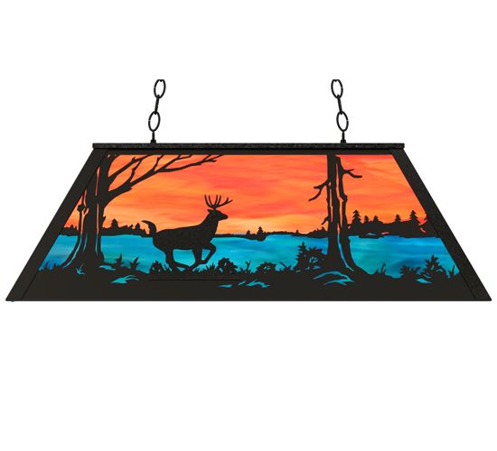 Meyda 33" Long Deer at Lake Oblong Pendant