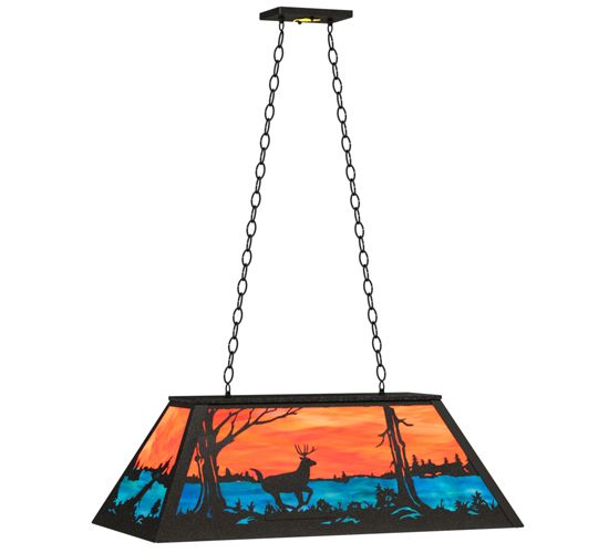 Meyda 33" Long Deer at Lake Oblong Pendant