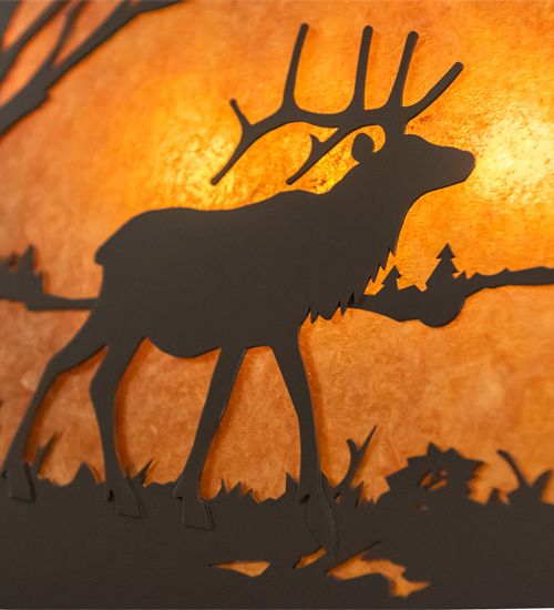 Meyda 33" Long Elk at Lake Oblong Pendant