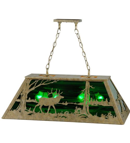 Meyda 33" Long Elk at Lake Oblong Pendant