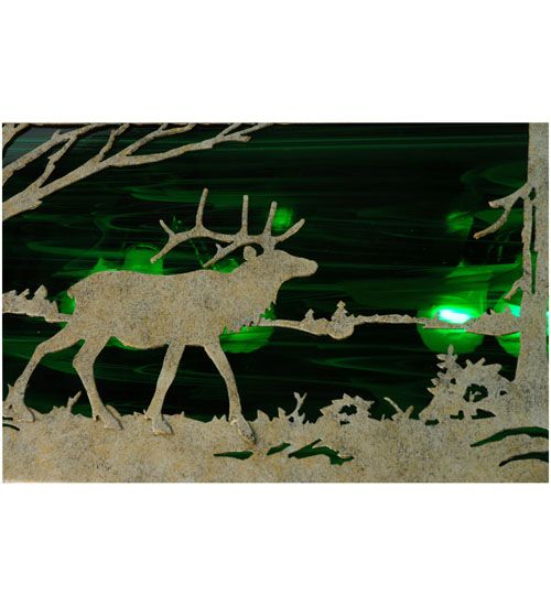 Meyda 33" Long Elk at Lake Oblong Pendant