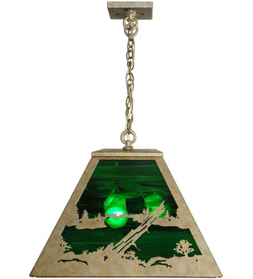 Meyda 33" Long Elk at Lake Oblong Pendant