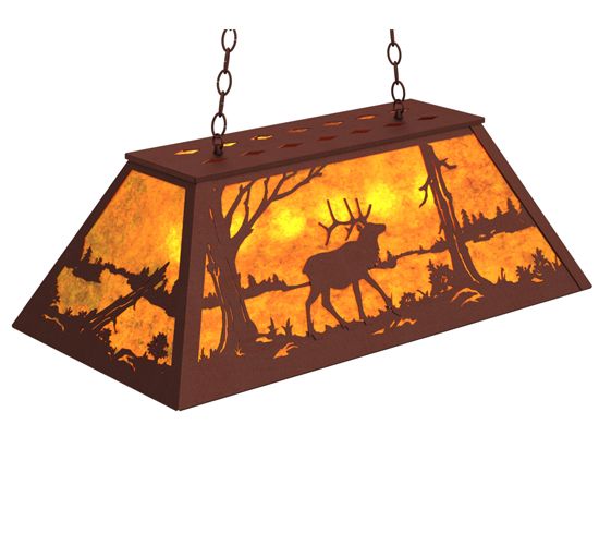 Meyda 33" Long Elk at Lake Oblong Pendant