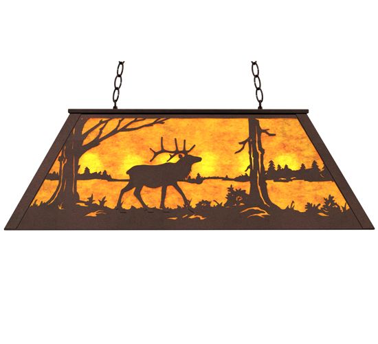 Meyda 33" Long Elk at Lake Oblong Pendant